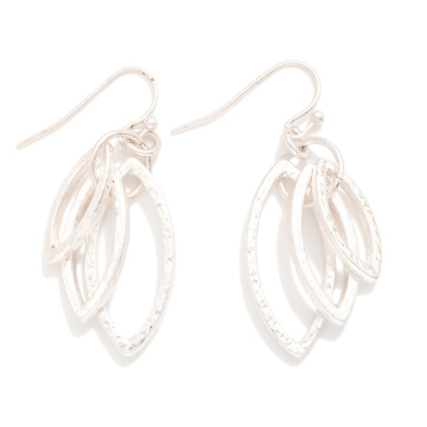 Layered Hammered Metal Ovate Shape Drop Earrings 

- Approximately 1.5" L