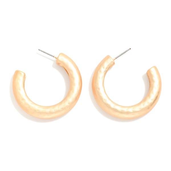 Hammered Matte Metal Hoop Earrings 

- Approximately 1" D