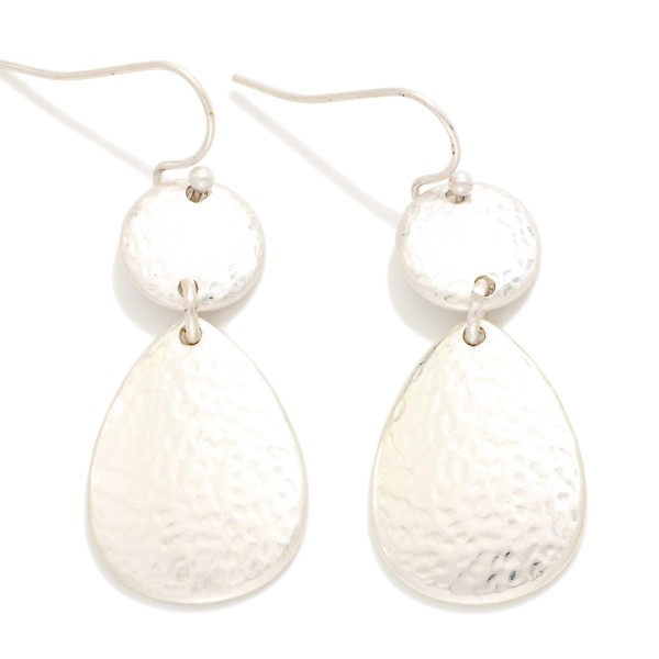 Hammered Metal Circle & Teardrop Drop Earrings 

- Approximately 1.5" L