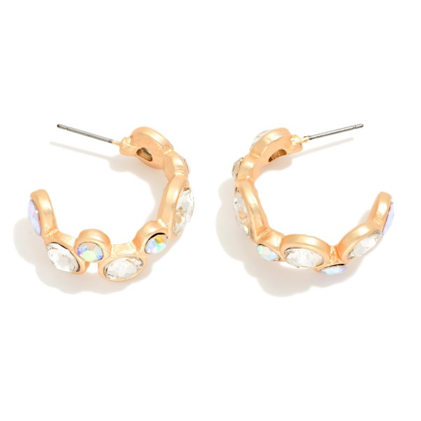 Layered Rhinestone Circles Hoop Earrings 

- Approximately .75" D