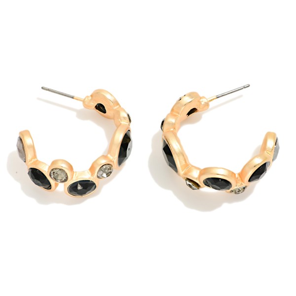Layered Rhinestone Circles Hoop Earrings 

- Approximately .75" D