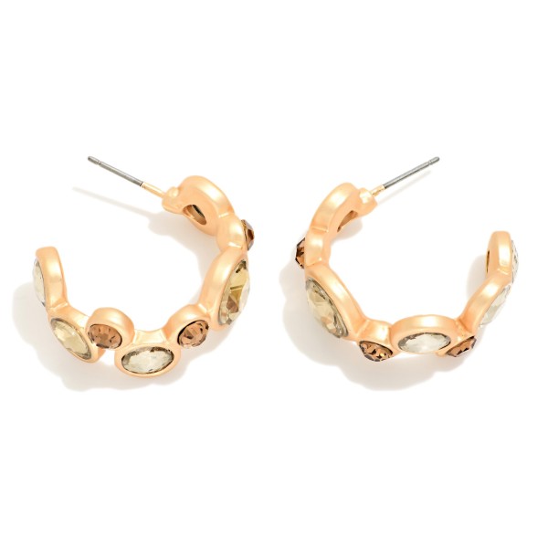 Layered Rhinestone Circles Hoop Earrings 

- Approximately .75" D