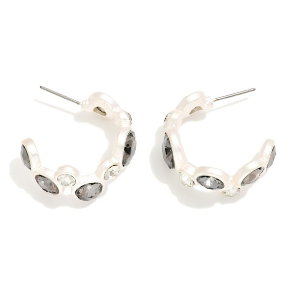 Layered Rhinestone Circles Hoop Earrings 

- Approximately .75" D