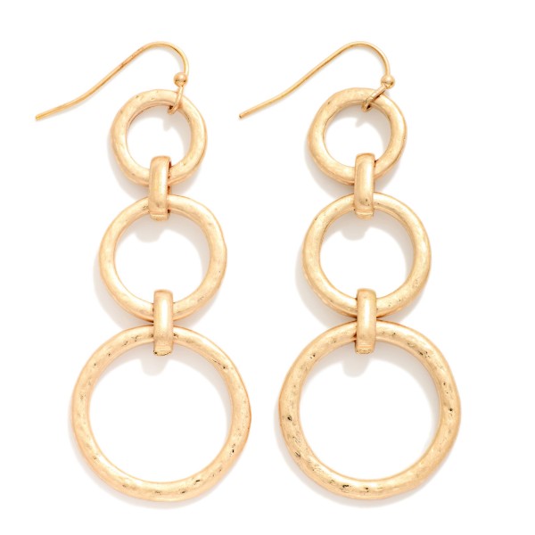 Linked Hammered Metal Hoops Drop Earrings 

- Approximately 2.25" L