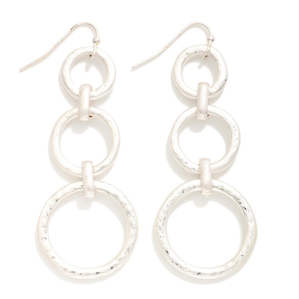 Linked Hammered Metal Hoops Drop Earrings 

- Approximately 2.25" L