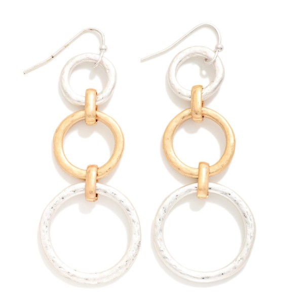 Linked Hammered Metal Hoops Drop Earrings 

- Approximately 2.25" L