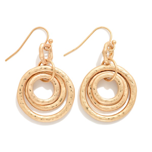 Hammered Metal Nesting Hoops Drop Earrings 

- Approximately 1.5" L
