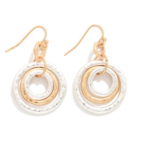 Hammered Metal Nesting Hoops Drop Earrings 

- Approximately 1.5" L