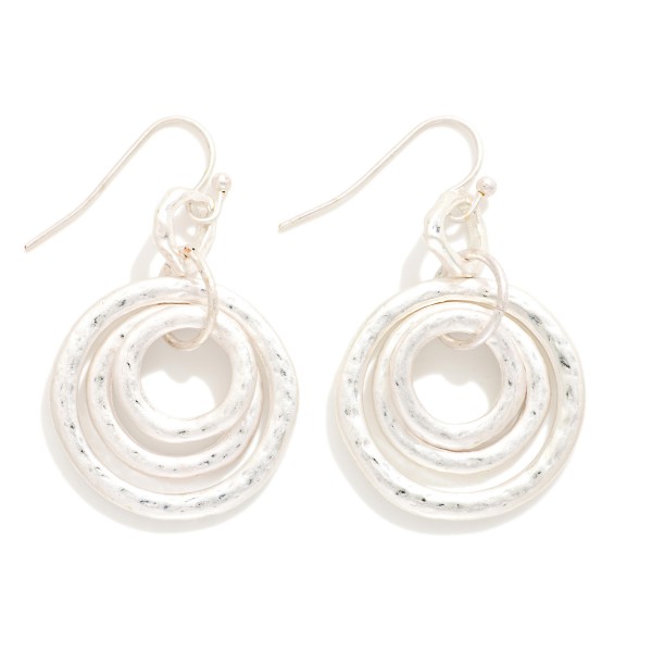 Hammered Metal Nesting Hoops Drop Earrings 

- Approximately 1.5" L