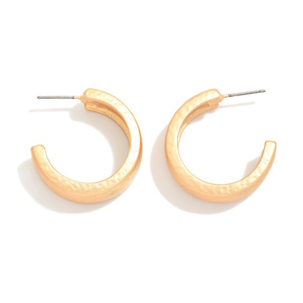 Hammered Metal Flat Hoop Earrings 

- Approximately .75" D