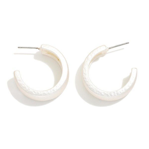 Hammered Metal Flat Hoop Earrings 

- Approximately .75" D