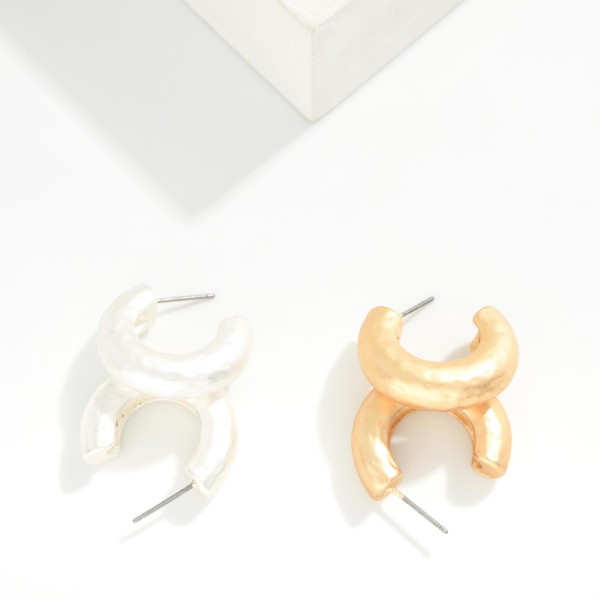 Chunky Hammered Metal Hoop Earrings 

- Approximately .5" D