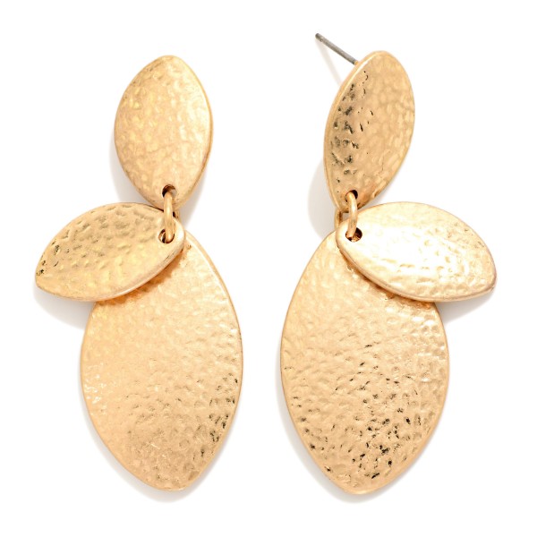 Hammered Metal Linked Ovals Post Drop Earrings 

- Approximately 2" L 