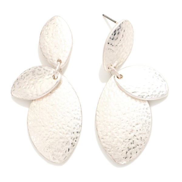 Hammered Metal Linked Ovals Post Drop Earrings 

- Approximately 2" L 