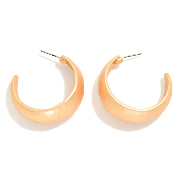 Large Hammered Metal Tapered Hoops 

- Approximately 1" D