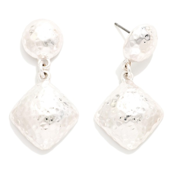 Hammered Metal Dome & Square Post Drop Earrings 

- Approximately 1.5" L