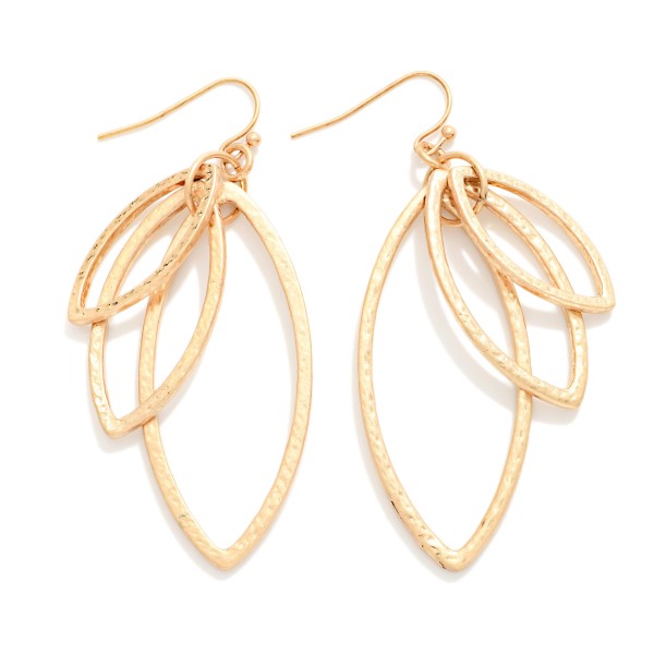 Nesting Hammered Metal Ovate Shape Drop Earrings 

- Approximately 2.5" L