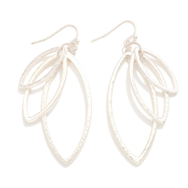 Nesting Hammered Metal Ovate Shape Drop Earrings 

- Approximately 2.5" L