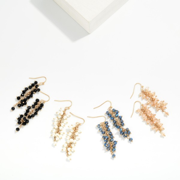 Chain Link Beaded Drop Earrings 

- Approximately 2" L
