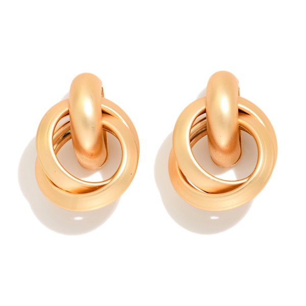 Metal Tone Layered Hoop Dorr Knocker Post Drop Earrings 

- Approximately 1" L