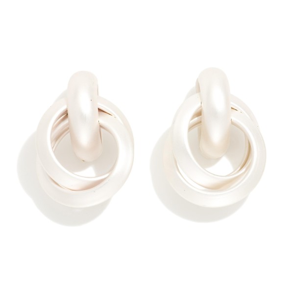 Metal Tone Layered Hoop Dorr Knocker Post Drop Earrings 

- Approximately 1" L