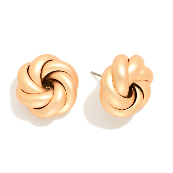 Large Knotted Metal Stud Earrings 

- Approximately .75" L
