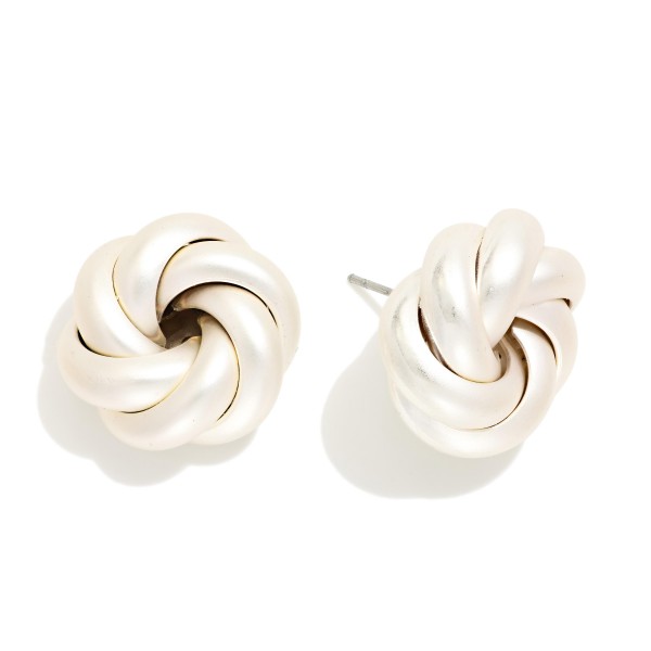 Large Knotted Metal Stud Earrings 

- Approximately .75" L