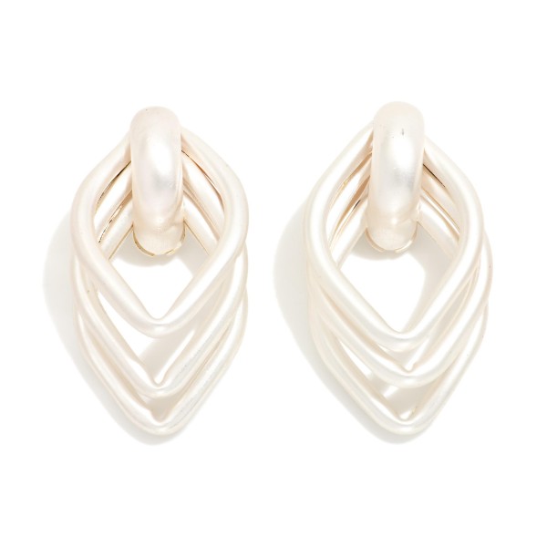 Layered Metal Tone Diamond Shape Door Knocker Post Drop Earrings 

- Approximately 1.5" L