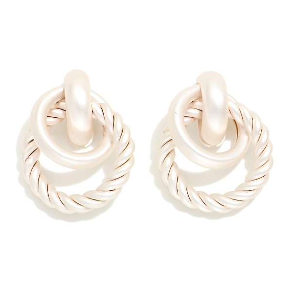 Twisted Metal Door Knocker Post Drop Earrings 

- Approximately 1.25" L

