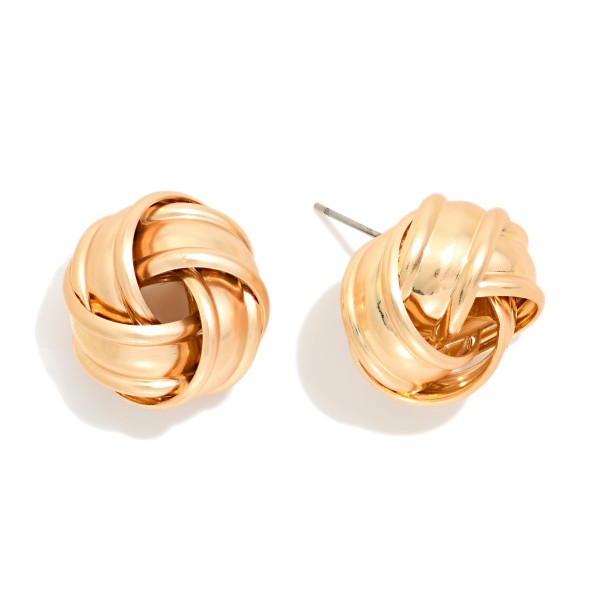 Large Metal Tone Stud Earrings With Raised Border 

- Approximately .75" L
