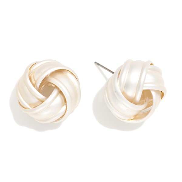 Large Metal Tone Stud Earrings With Raised Border 

- Approximately .75" L