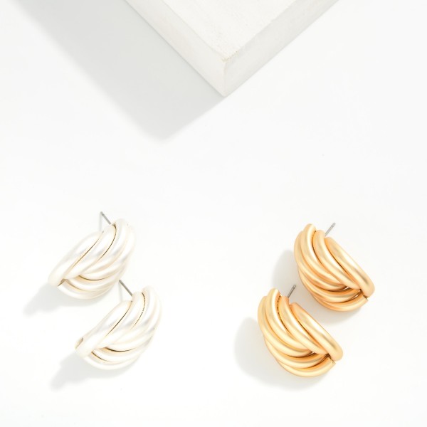 Chunky Braided Knot Post Drop Earrings 

- Approximately 1.25" L