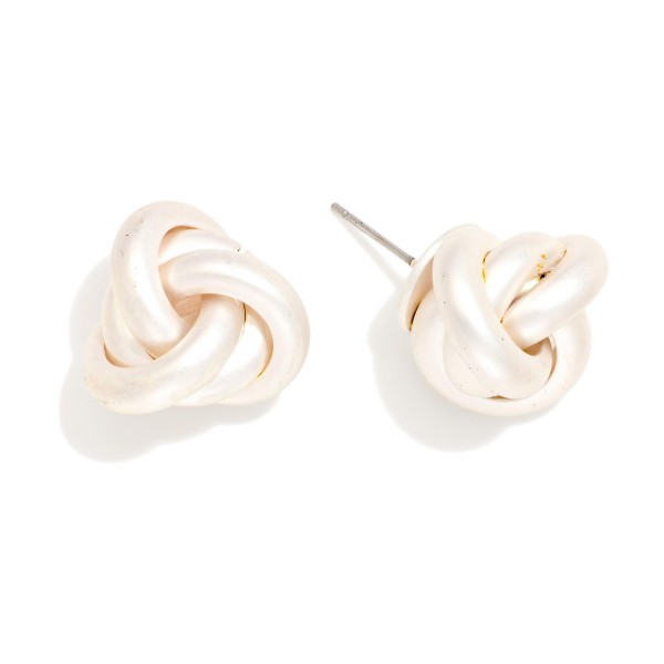 Knotted Metal Tone Stud Earrings 

- Approximately .75" L