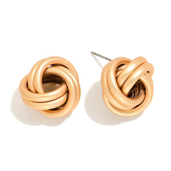 Large Knotted Metal Stud Earrings 

- Approximately .75" L