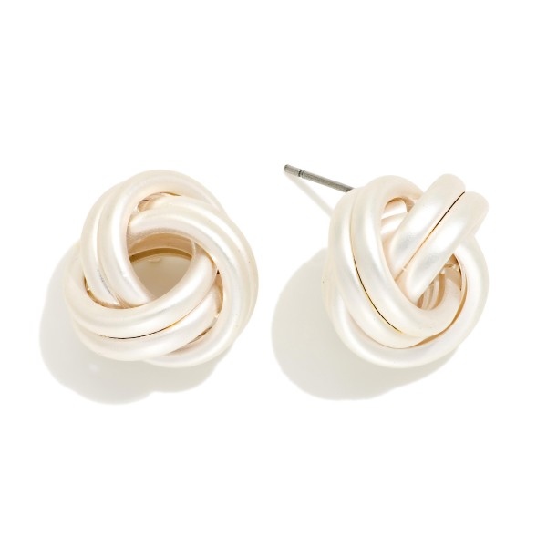 Large Knotted Metal Stud Earrings 

- Approximately .75" L