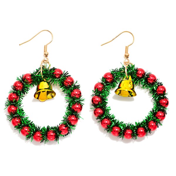 Tinsel & Beaded Wreath Drop Earrings 

- Approximately 2.5" L