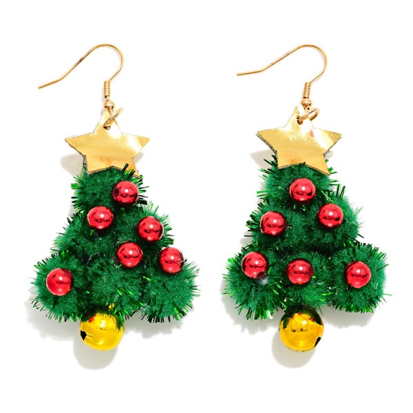 Pom Christmas Tree Drop Earrings 

- Approximately 2.5" L