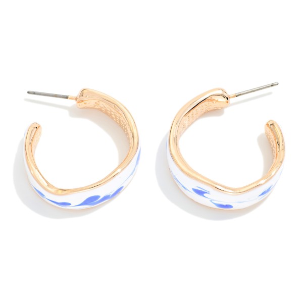 Watercolor Enamel Hoop Earrings 

- Approximately .75" D
