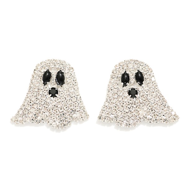 Rhinestone Ghost Post Drop Earrings 

- Approximately 1" L