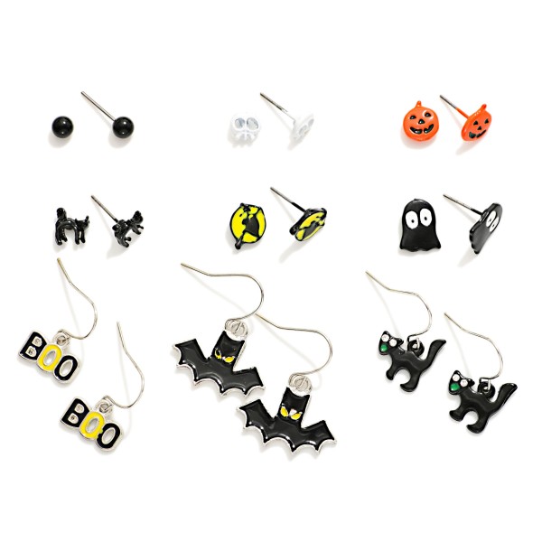 Set Of 9 Enamel Halloween Stud & Drop Earrings 

- Approximately .25"-.75" L