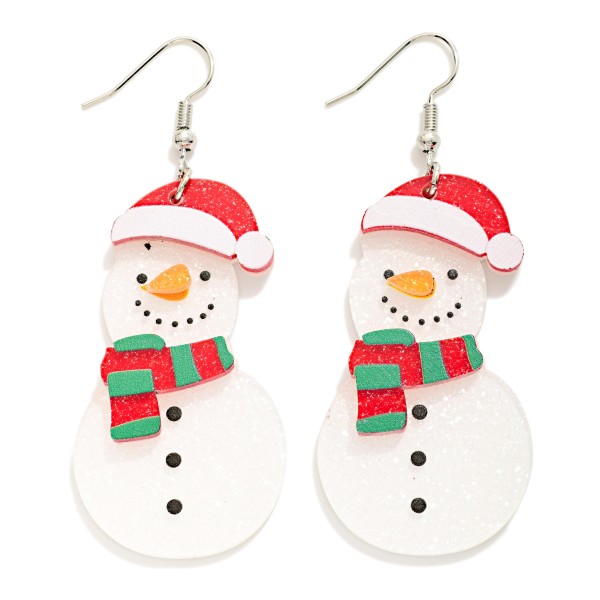 Glitter Acetate Snowman Drop Earrings 

- Approximately 2.5" L