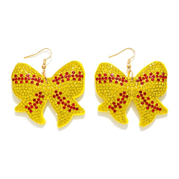 Rhinestone Puffy Sports Ball Bow Drop Earrings

- Approximately 1.5" L