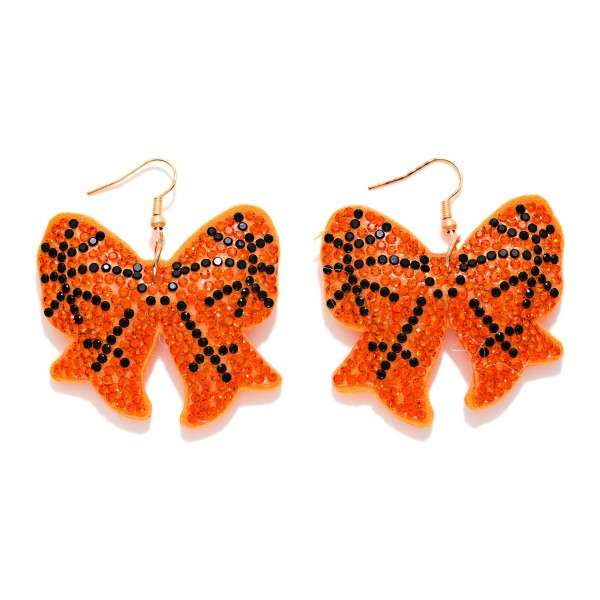 Rhinestone Puffy Sports Ball Bow Drop Earrings

- Approximately 1.5" L