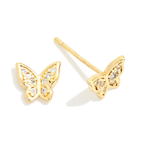 Cubic Zirconia Butterfly Stud Earrings 

- Gold Dipped
- Approximately .25" L