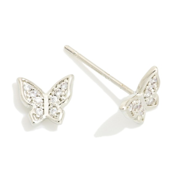 Cubic Zirconia Butterfly Stud Earrings 

- Gold Dipped
- Approximately .25" L