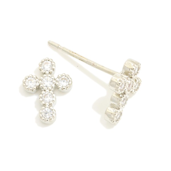 Cubic Zirconia Cross Stud Earrings 

- Gold Dipped
- Approximately .25" L
