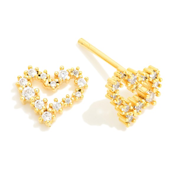 Cubic Zirconia Heart Stud Earrings 

- Gold Dipped
- Approximately .25" L

