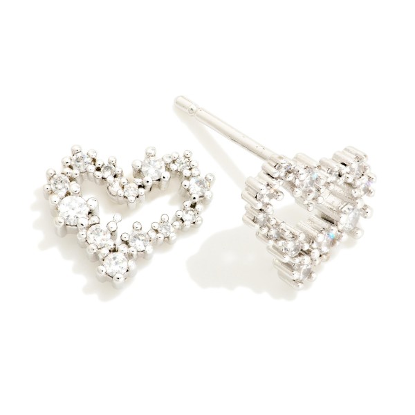 Cubic Zirconia Heart Stud Earrings 

- Gold Dipped
- Approximately .25" L
