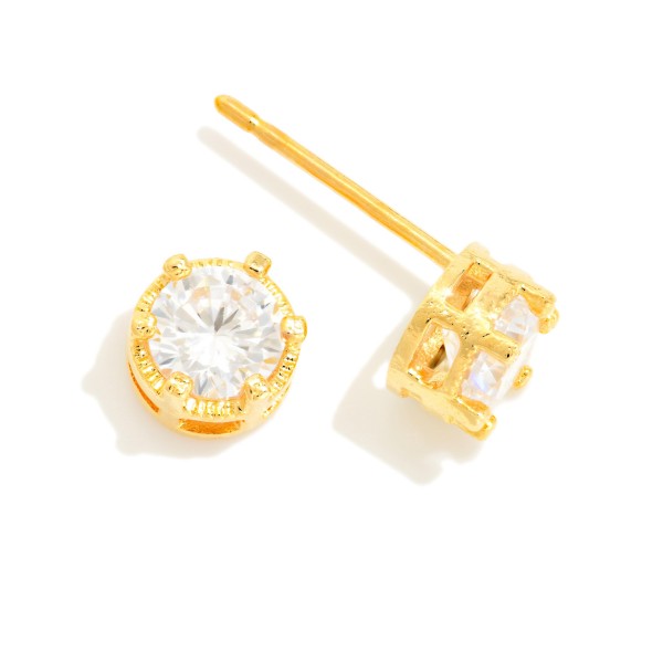 Cubic Zirconia Stud Earrings 

- Gold Dipped 
- Approximately .25" L