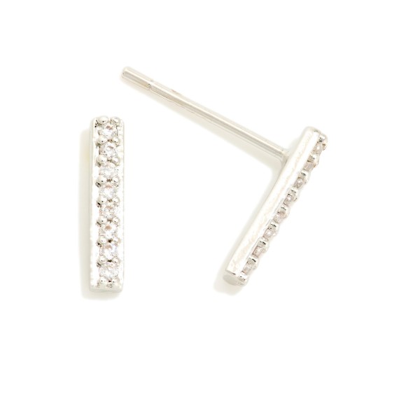 Cubic Zirconia Bar Stud Earrings

- Gold Dipped
- Approximately .5" L
